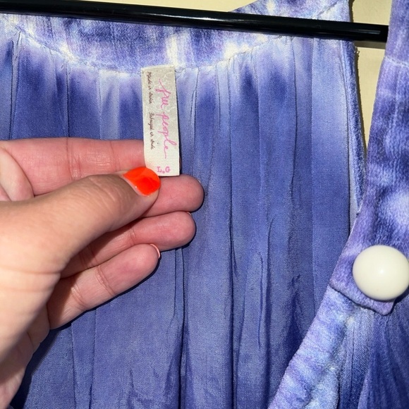 Free People Aphrodite Ruffle Dress Tie Dye Flared Long Asymmetrical Gauze Large - Picture 3 of 4